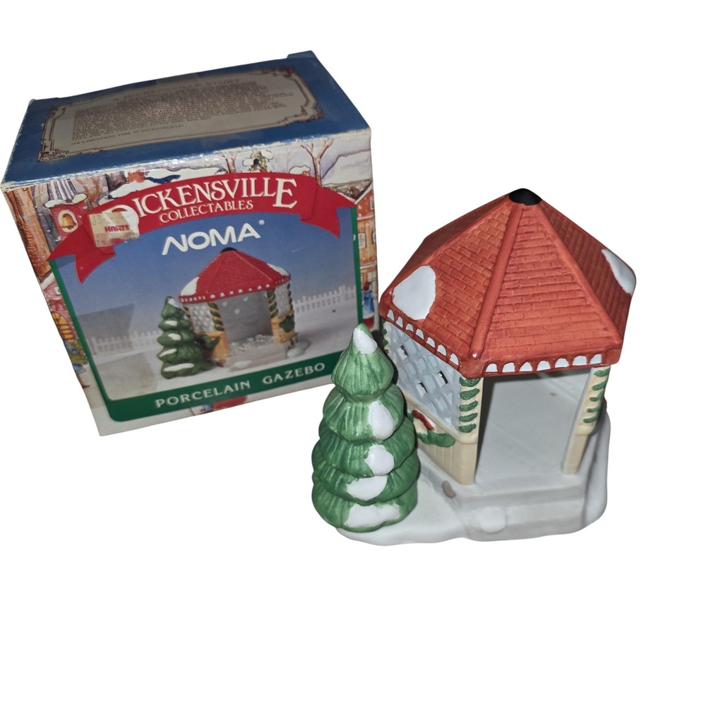 Vintage 1992 NOMA Dickensville Porcelain Gazebo Christmas Village Piece Boxed